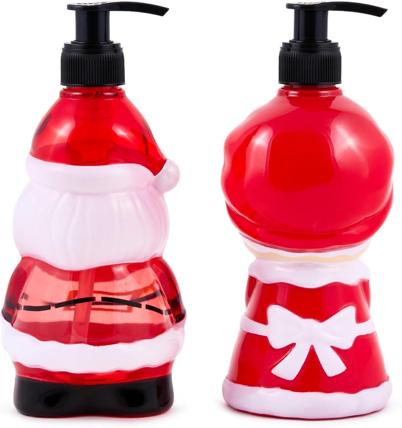 simple pleasures Santa & Mrs. Claus Christmas Holiday 2 Pack Frosted Vanilla Scented Decorative Refillable Soap Dispensers for Kitchen Countertops and Bathroom Sinks - Image 3